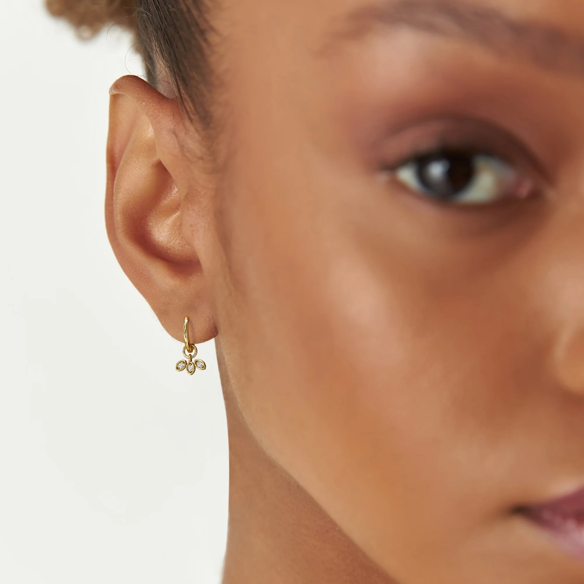 14k Leaf Shape Hoop Charm - Image 3