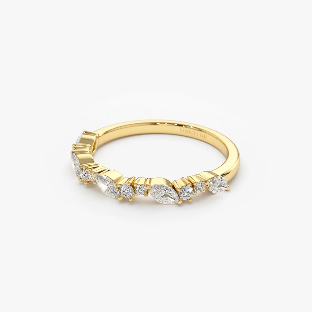 14k Marquise Cluster Stackable Wedding Ring - Image 9