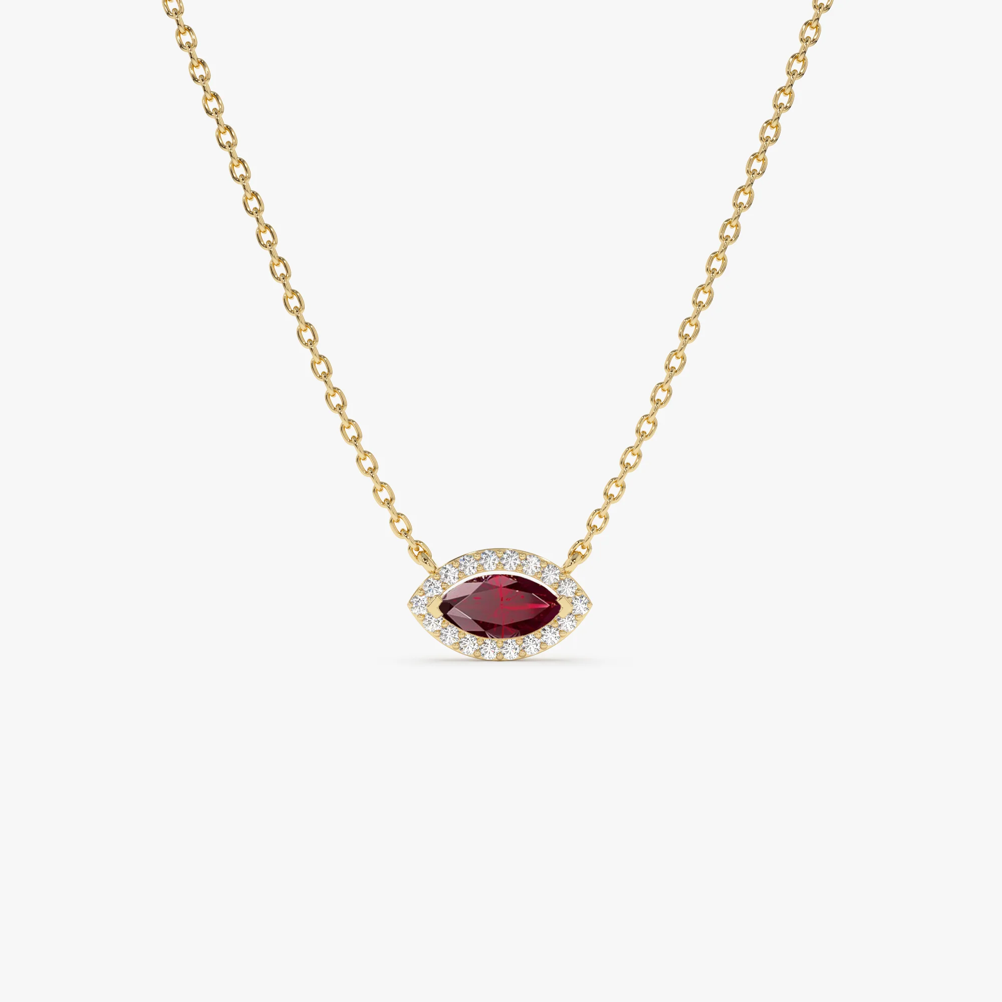 14k Marquise Ruby with Halo Diamond Setting