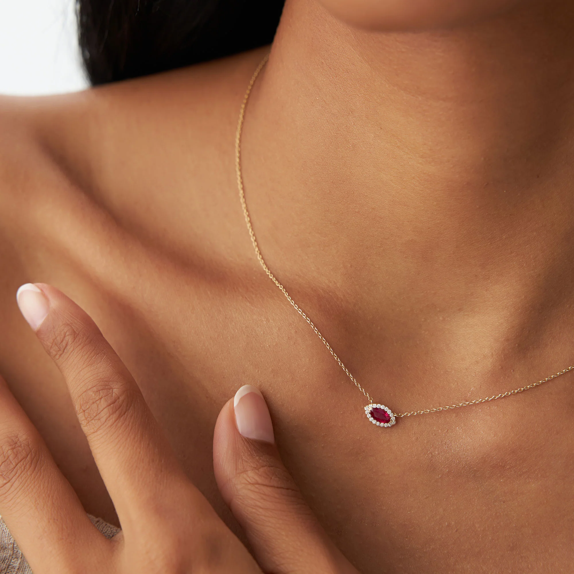 14k Marquise Ruby with Halo Diamond Setting - Image 2