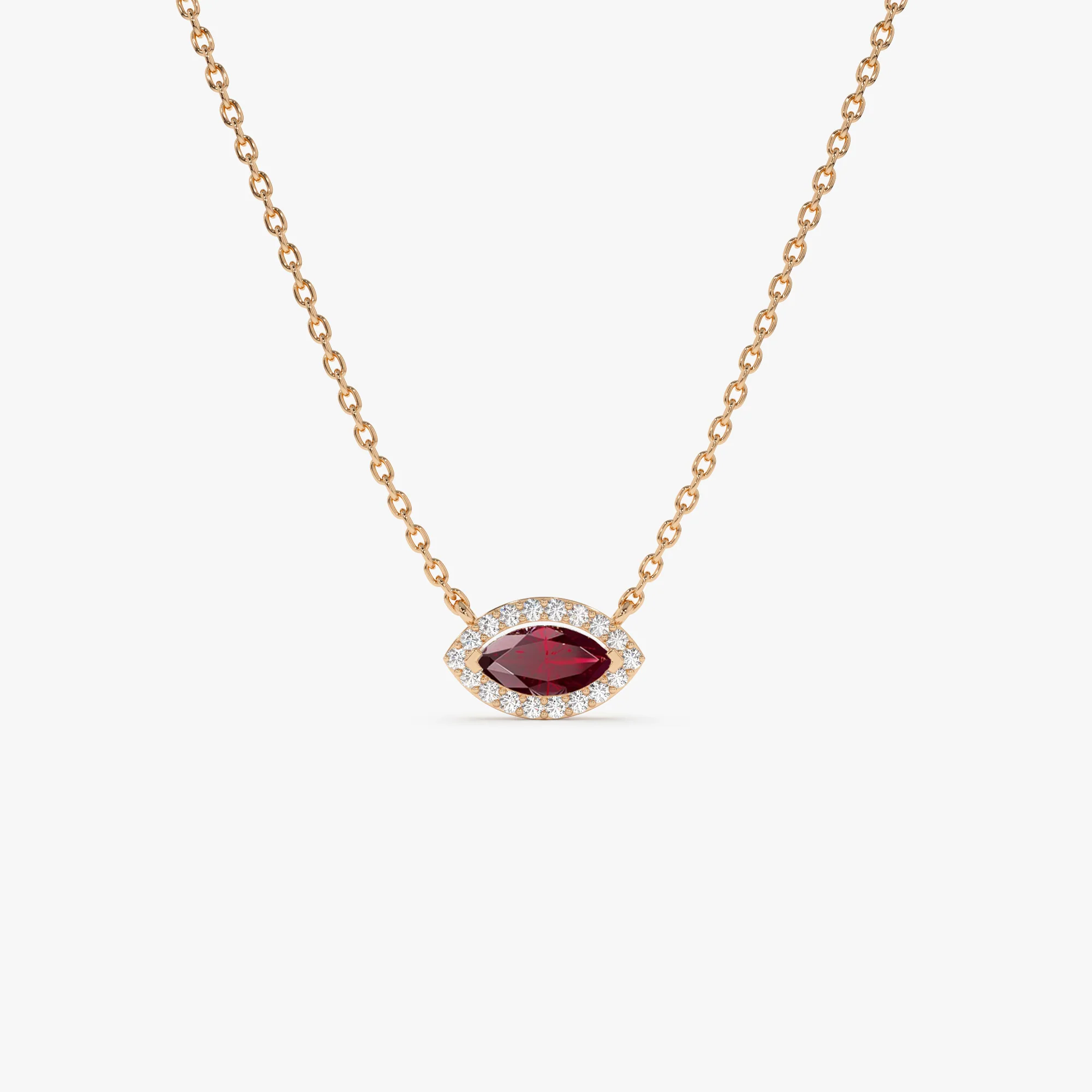 14k Marquise Ruby with Halo Diamond Setting - Image 6