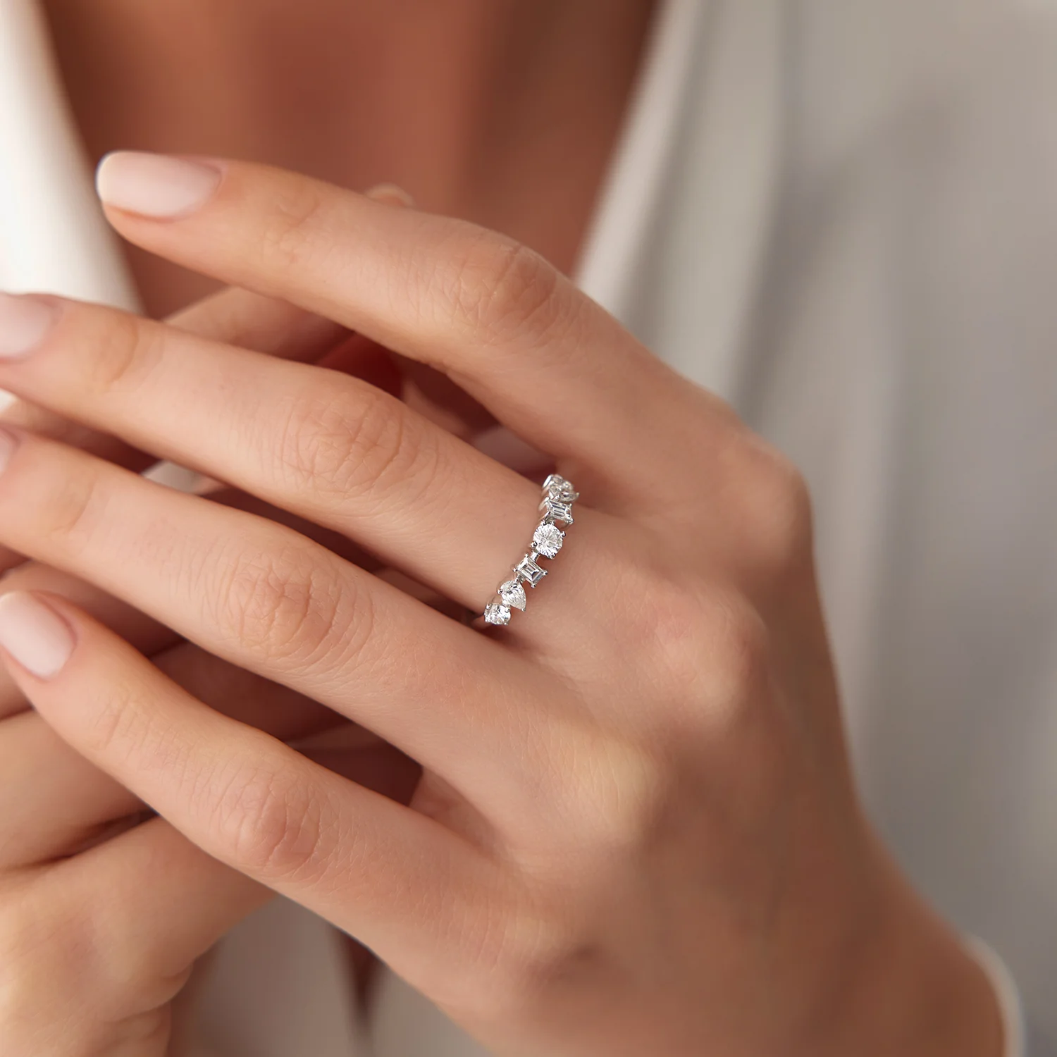 0.77 ctw 14k Mixed Cut Lab Grown Diamond Anniversary Ring - Holly - Image 5