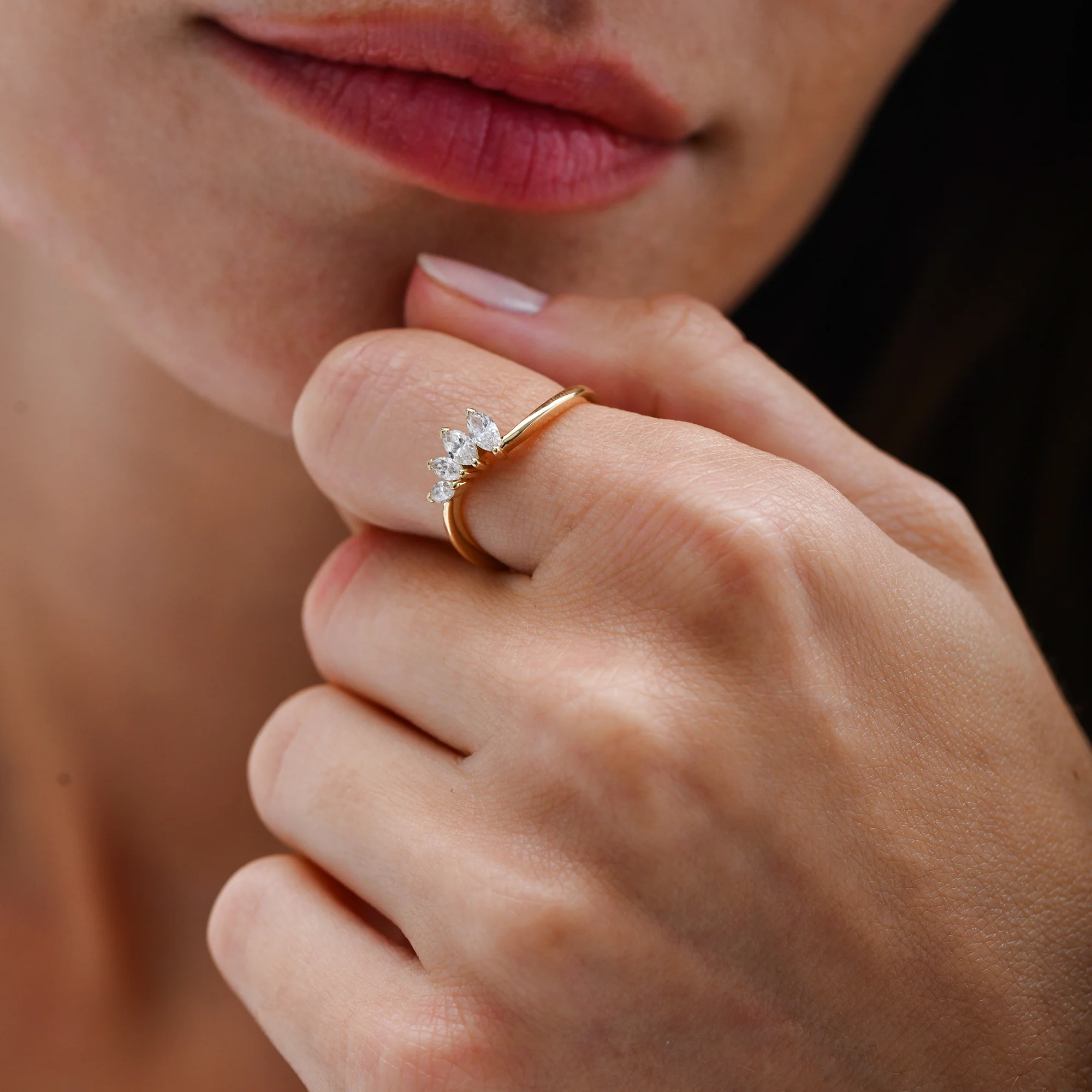 14k Modern Marquise Diamond Cluster Ring - Image 3