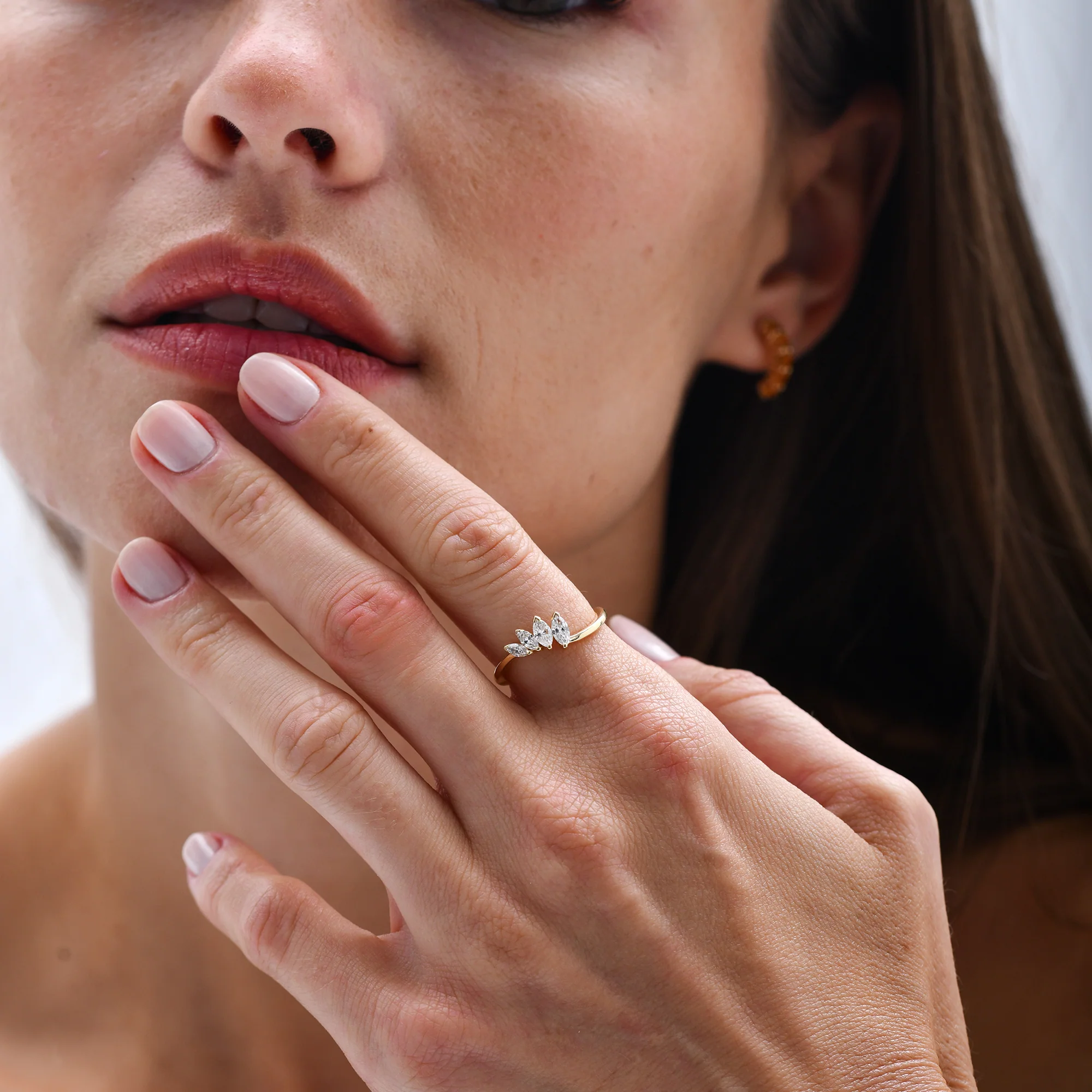 14k Modern Marquise Diamond Cluster Ring - Image 5