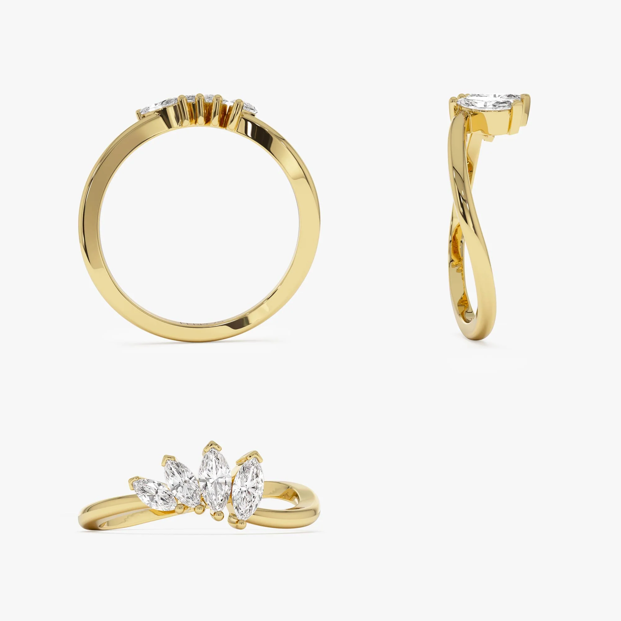 14k Modern Marquise Diamond Cluster Ring - Image 9