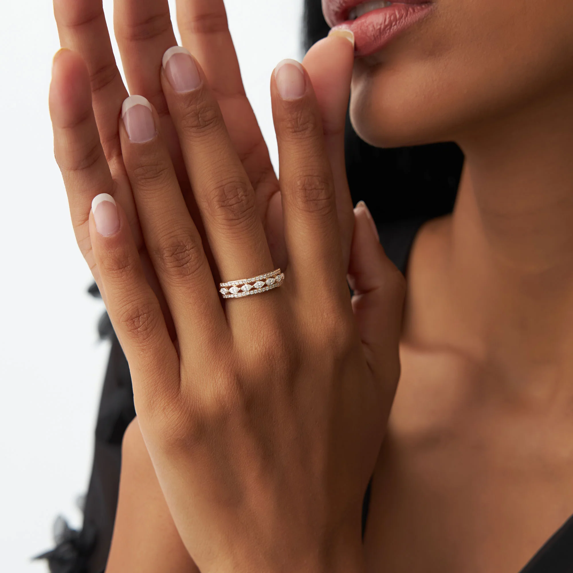 14K Multi-Band Marquise and Round Diamond Ring - Image 3