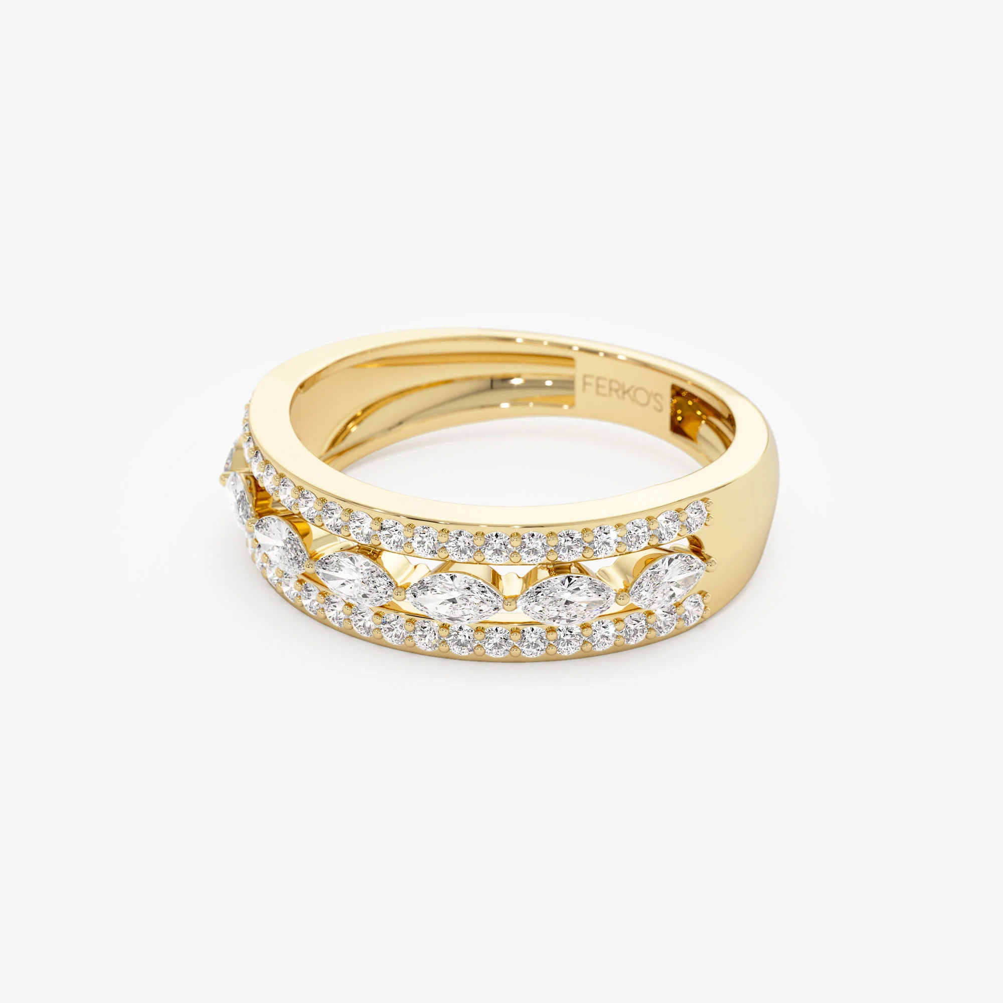 14K Multi-Band Marquise and Round Diamond Ring - Image 7