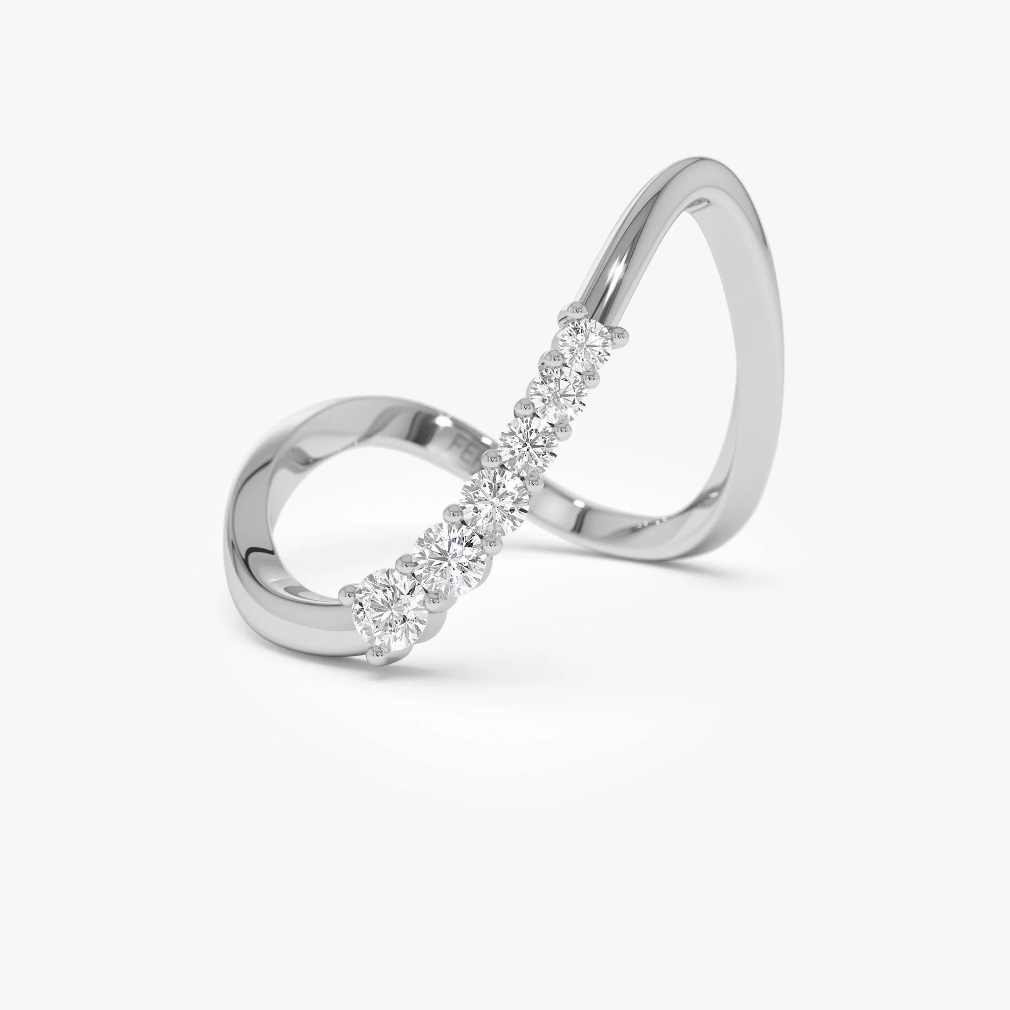 14K Open Twist Unique Diamond Ring - Image 7