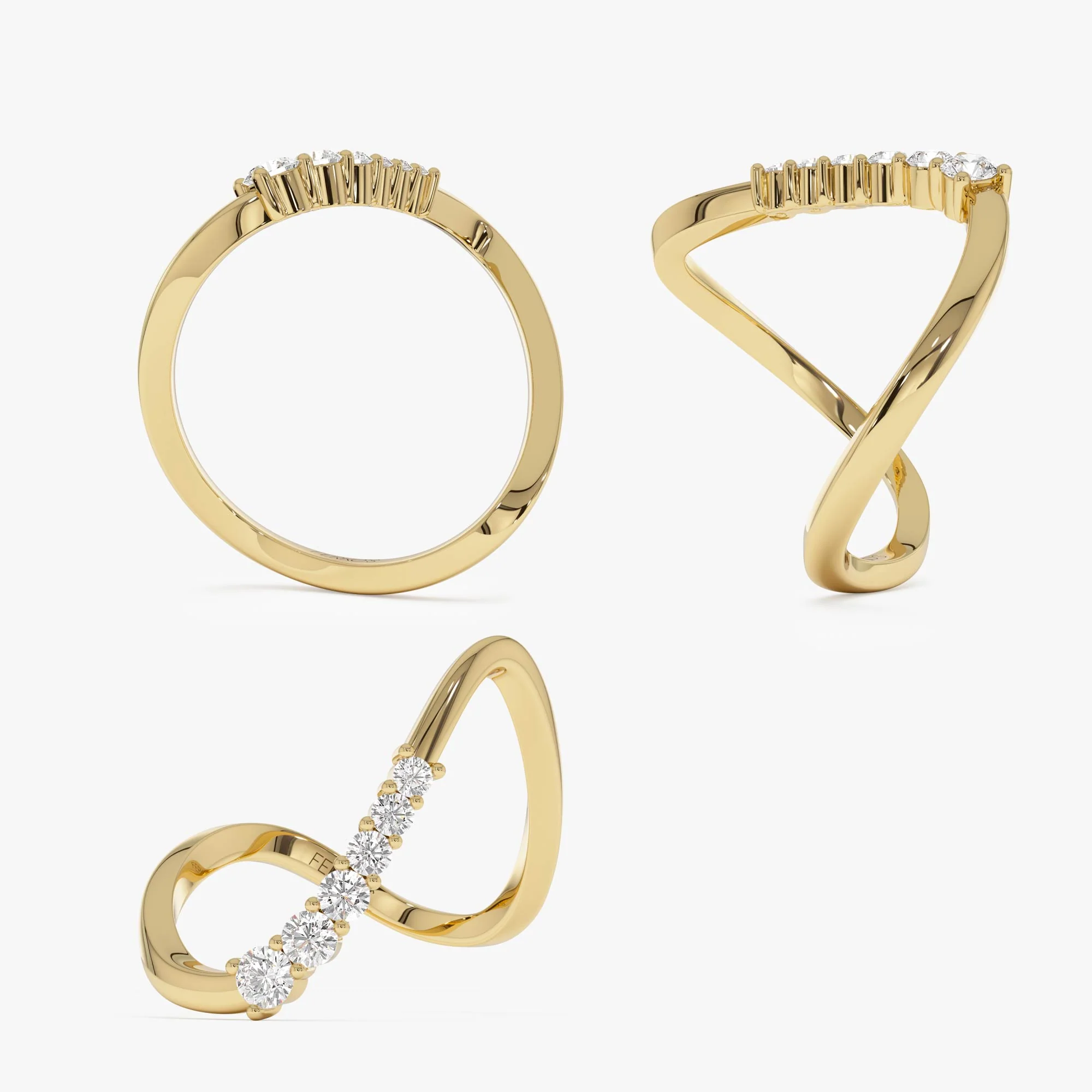 14K Open Twist Unique Diamond Ring - Image 9