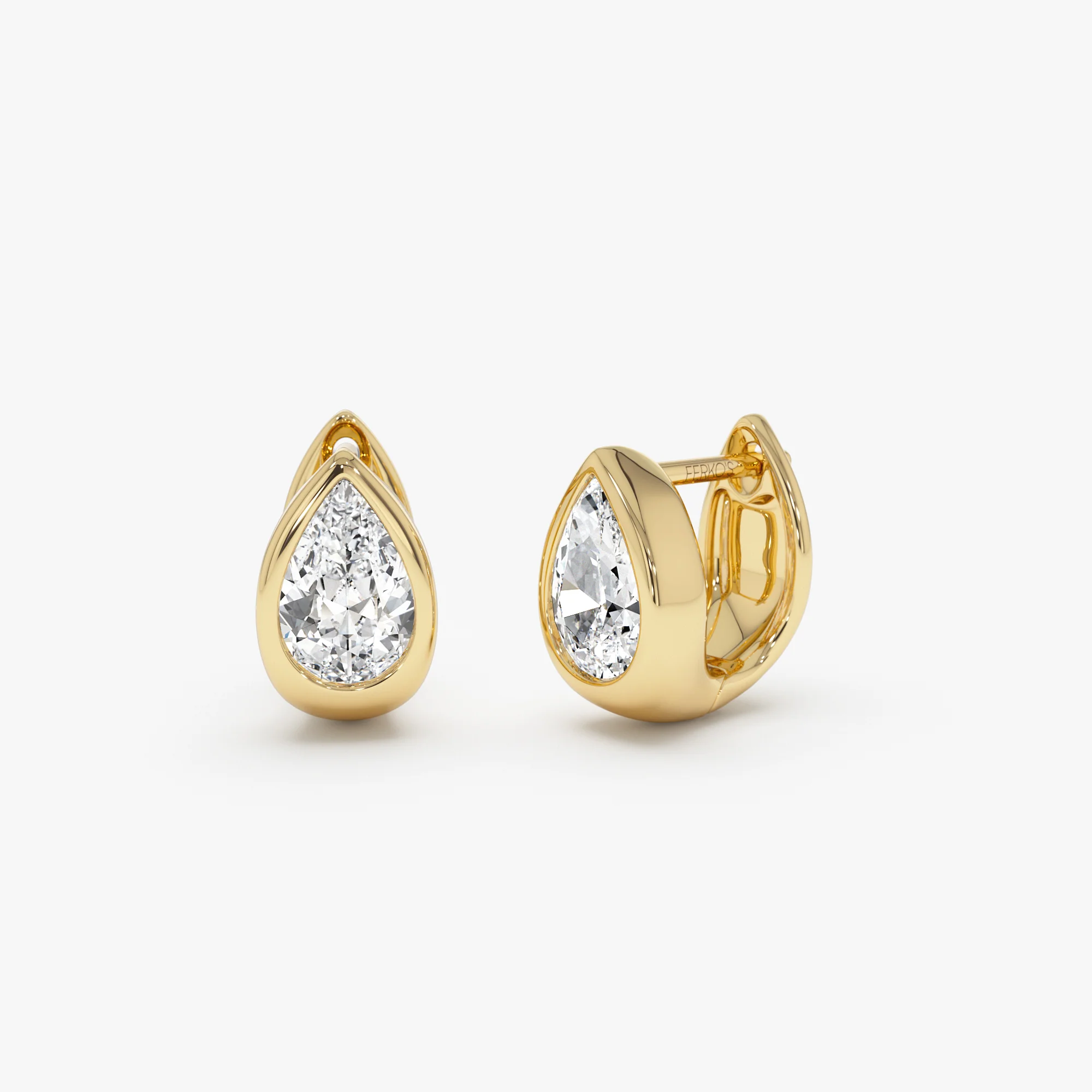 1.55 Ctw 14K Pear Lab Diamond Bezel Statement Stud Earrings - Adina