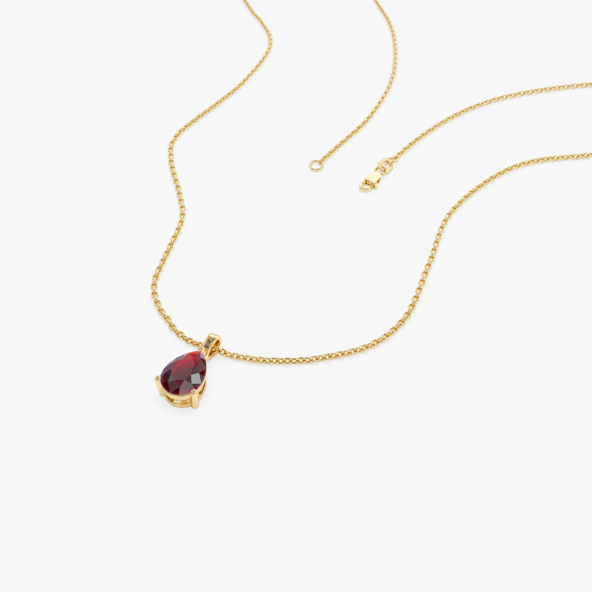 14k Pear Shape Garnet Solitaire Necklace - Image 7