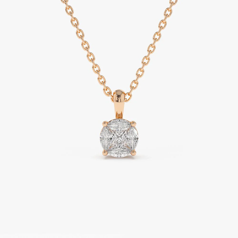 14k Rose 0.25ctw Illusion Setting Brilliant Diamond Necklace