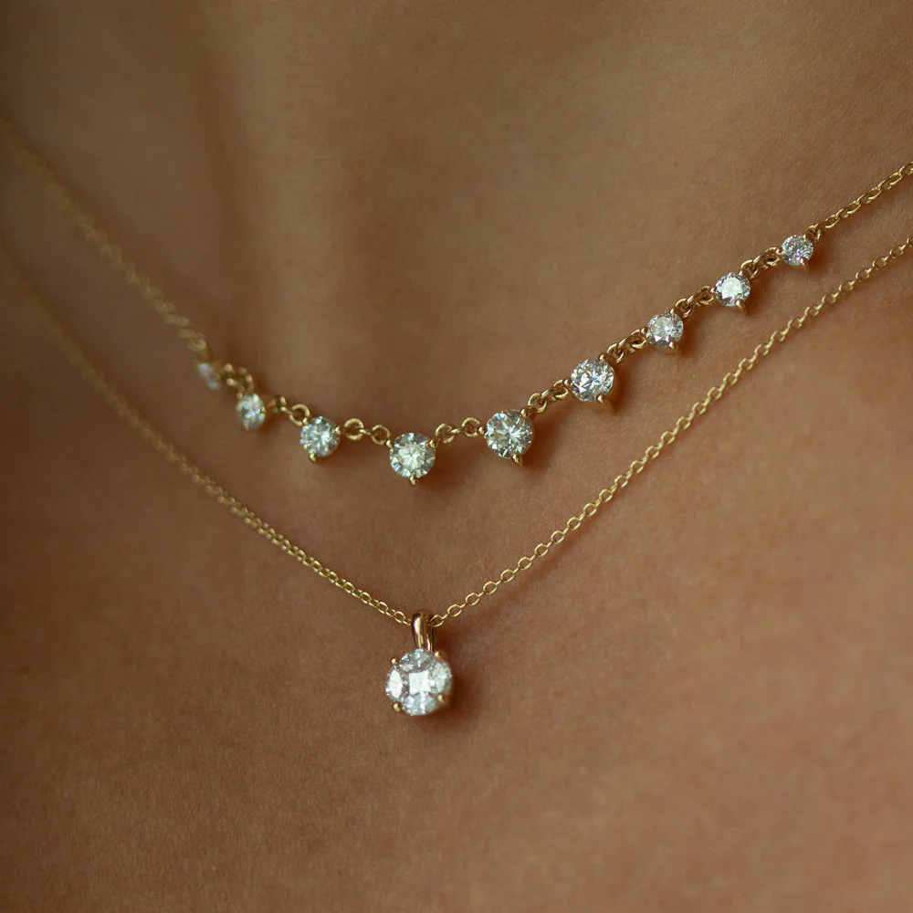 14k Rose 0.25ctw Illusion Setting Brilliant Diamond Necklace - Image 2