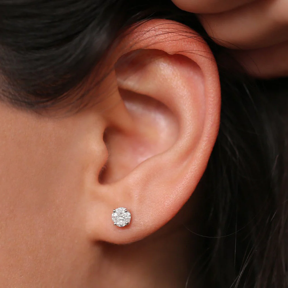 14k Rose 5MM Illusion Setting Diamond Studs - Image 2