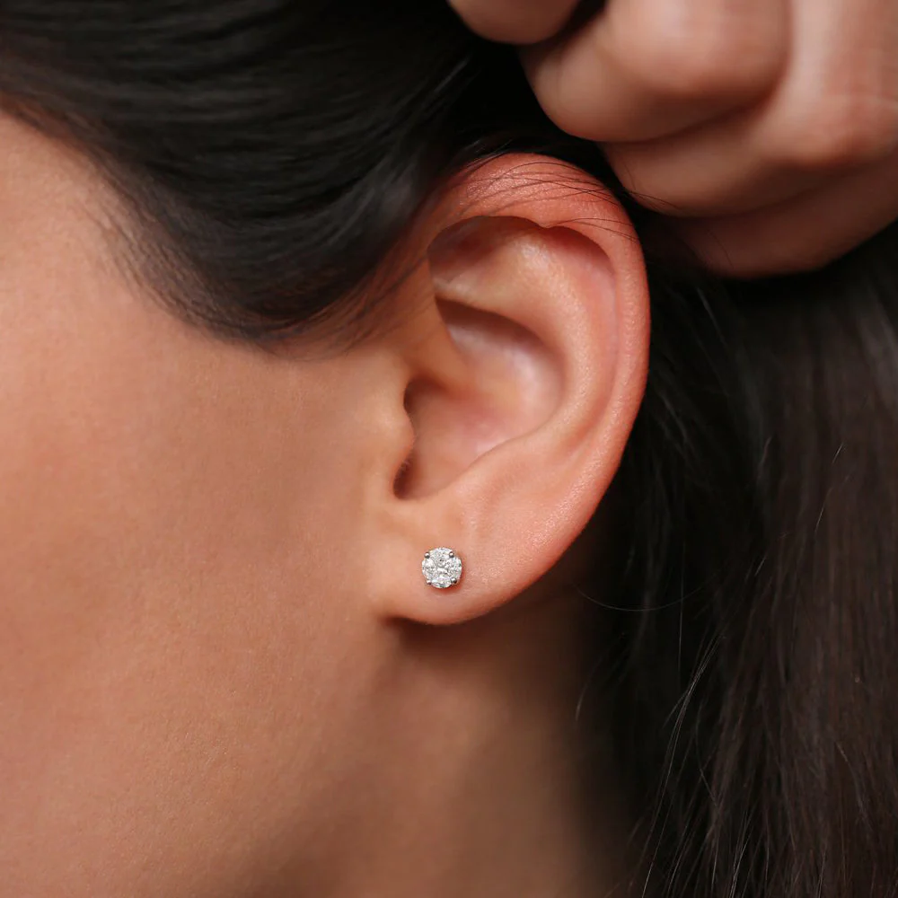 14k Rose 5MM Illusion Setting Diamond Studs - Image 3
