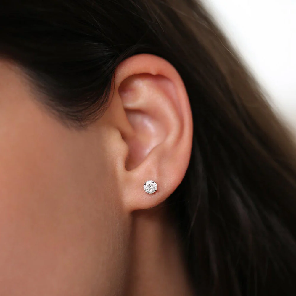 14k Rose 5MM Illusion Setting Diamond Studs - Image 4