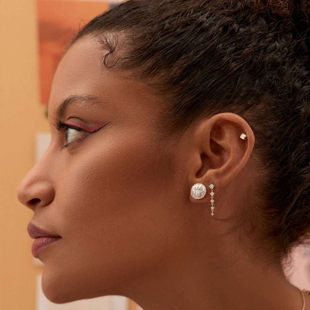 14k Rose Dangling 4 Prong Diamond Drop Earrings - Image 3