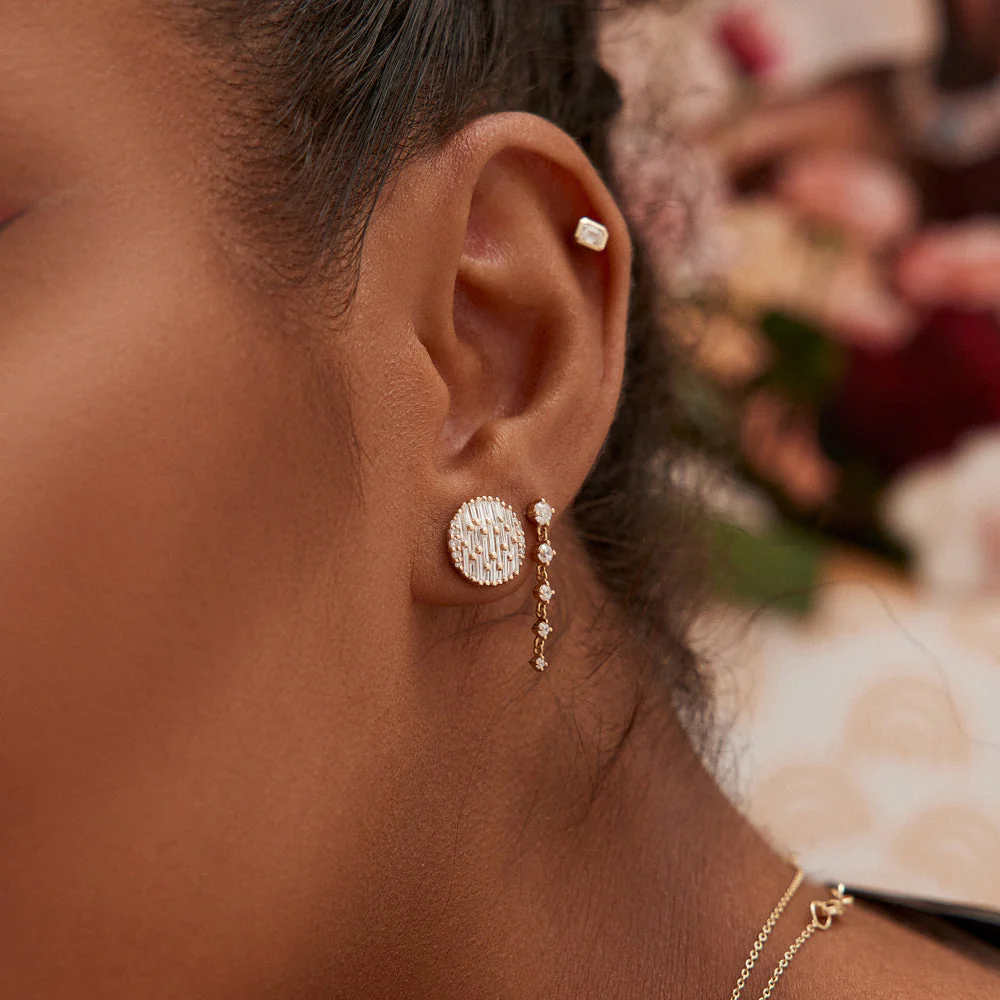 14k Rose Dangling 4 Prong Diamond Drop Earrings - Image 4