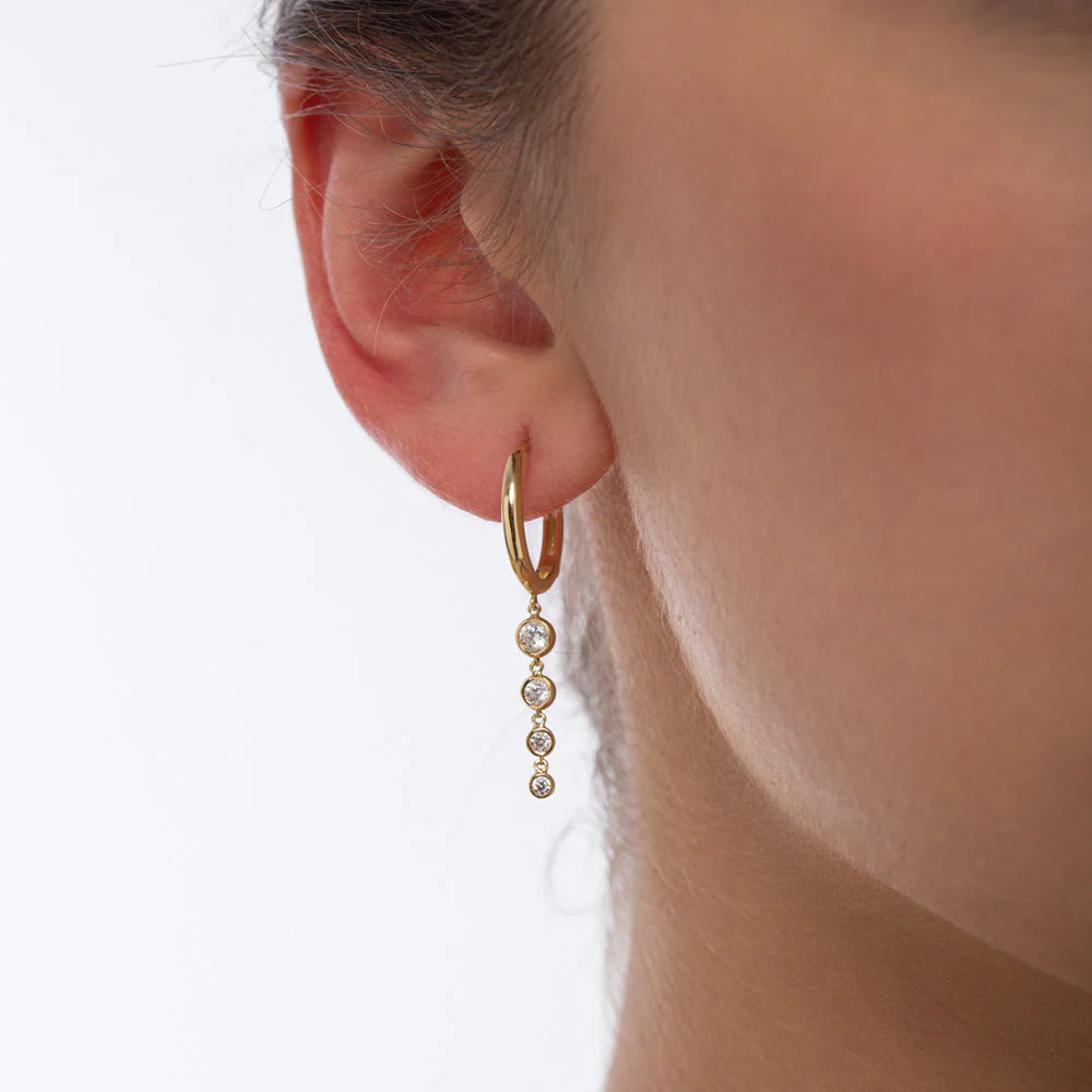 14k Rose Dangling Diamond Drop Earrings - Image 4