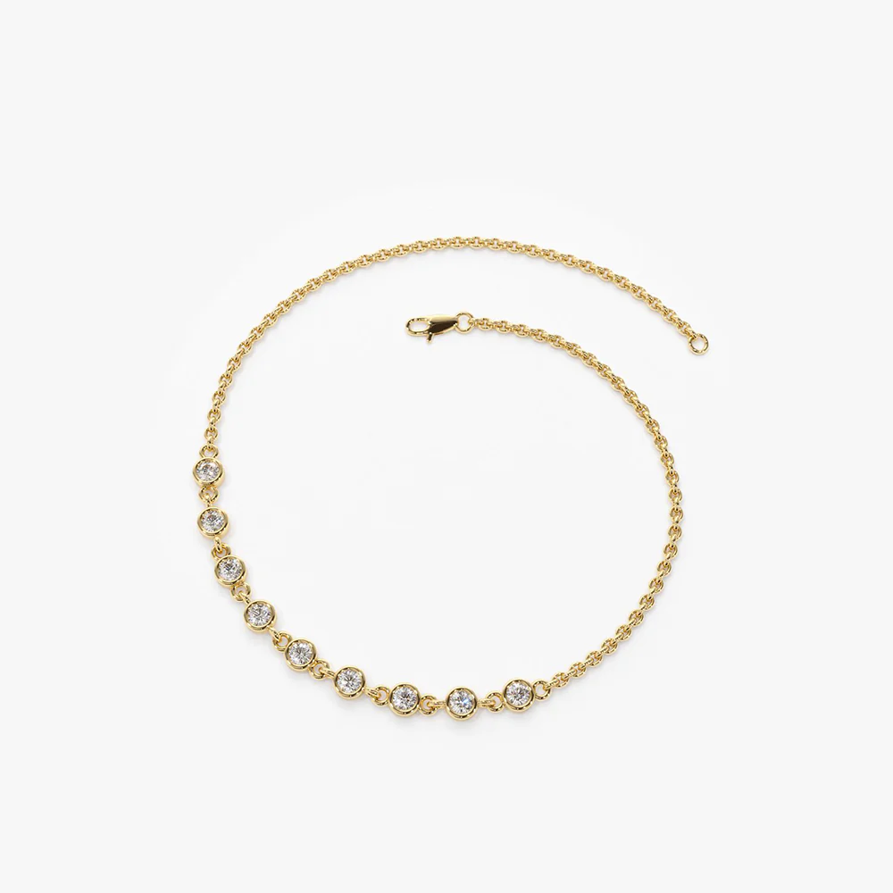 14K Rose Gold Bezel Set Diamond Bracelet - Image 4