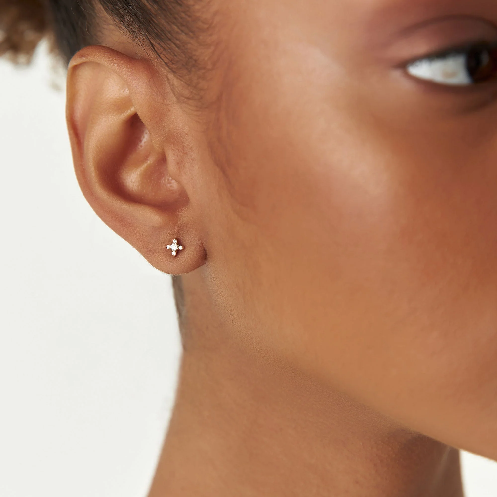 14K Rose Gold Criss Cross X Diamond Earring Studs - Image 3