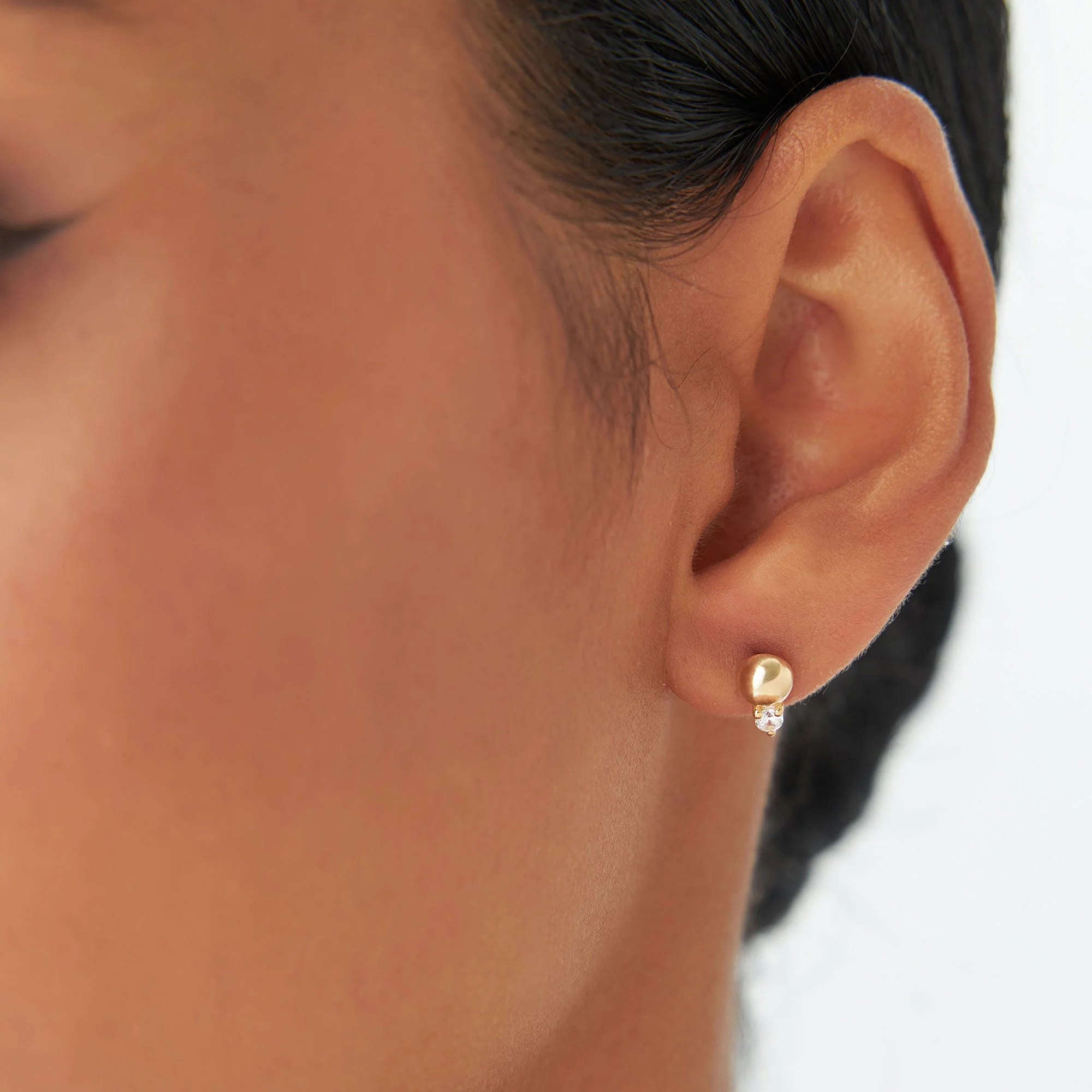 14K Rose Gold Diamond Ball Studs - Image 2