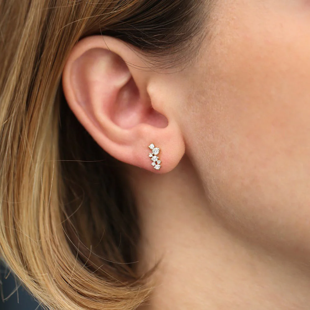 14K Rose Gold Diamond Cluster Earrings - Image 4