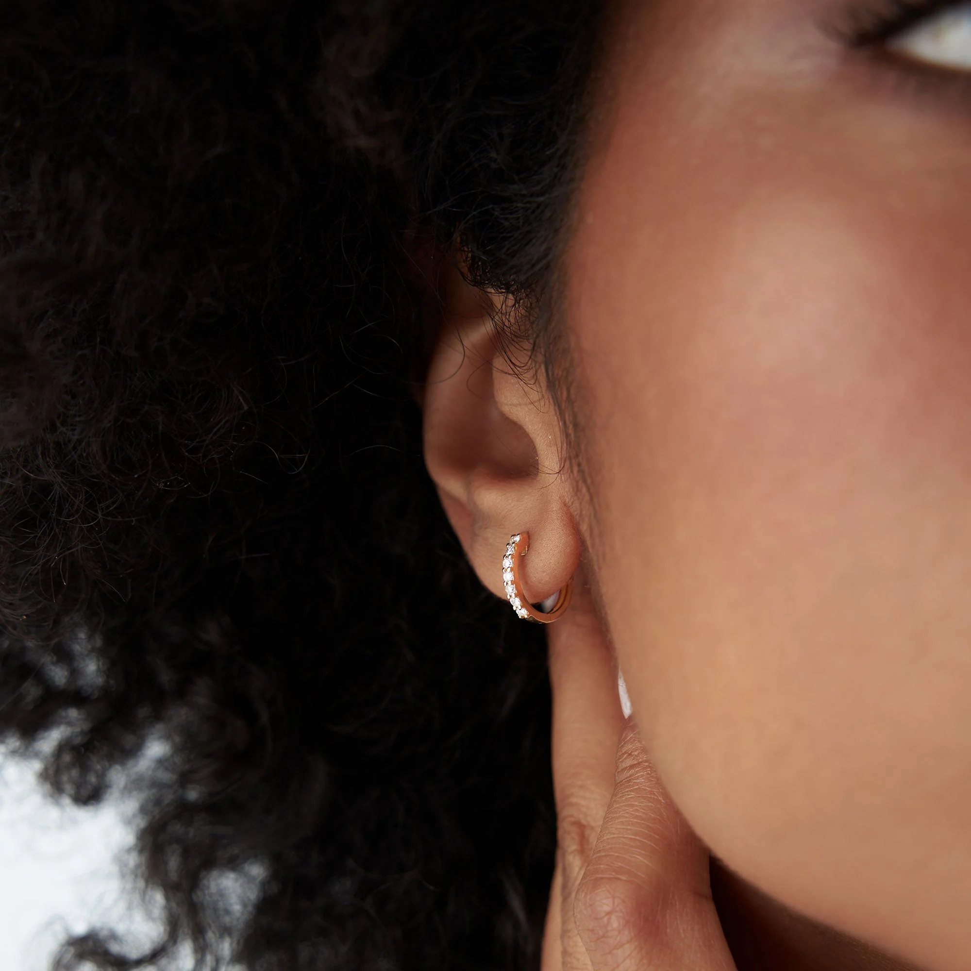 14K Rose Gold Diamond Hoop Earrings - Image 3