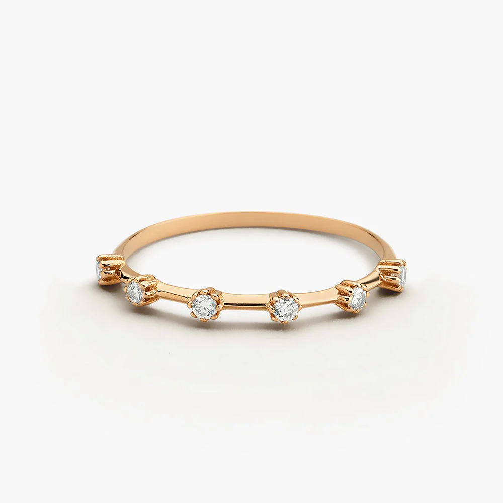14k Rose Gold Diamond Stacking Ring