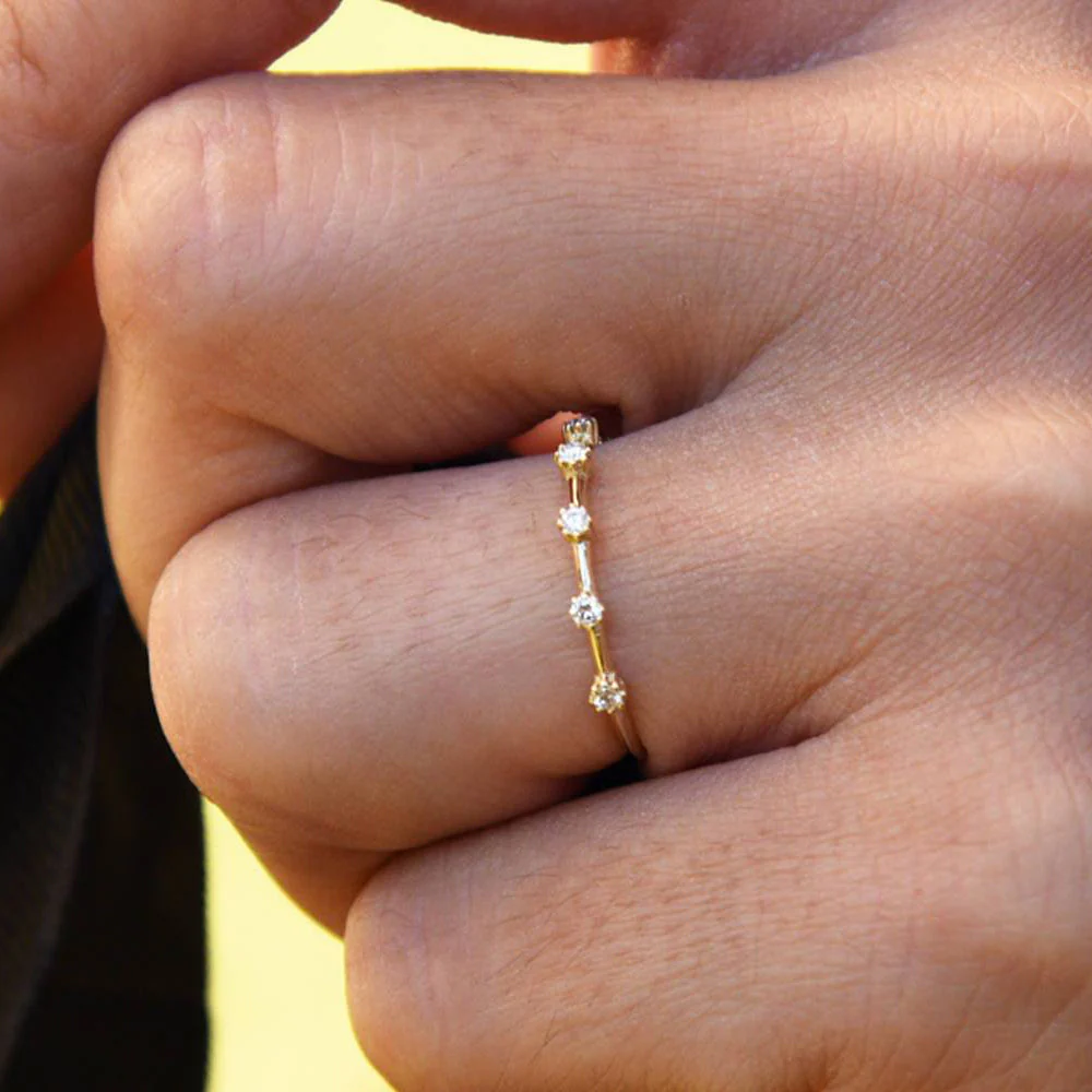 14k Rose Gold Diamond Stacking Ring - Image 2