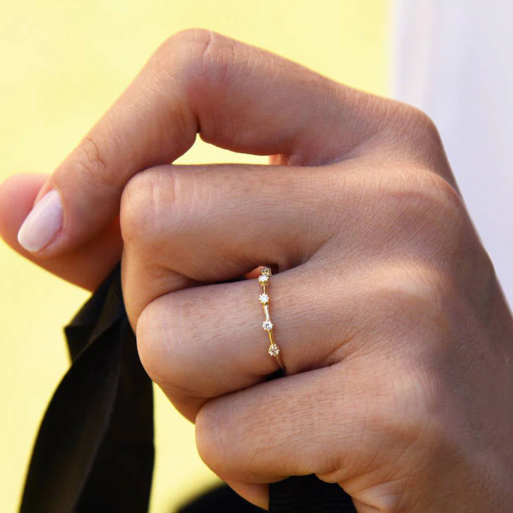 14k Rose Gold Diamond Stacking Ring - Image 3