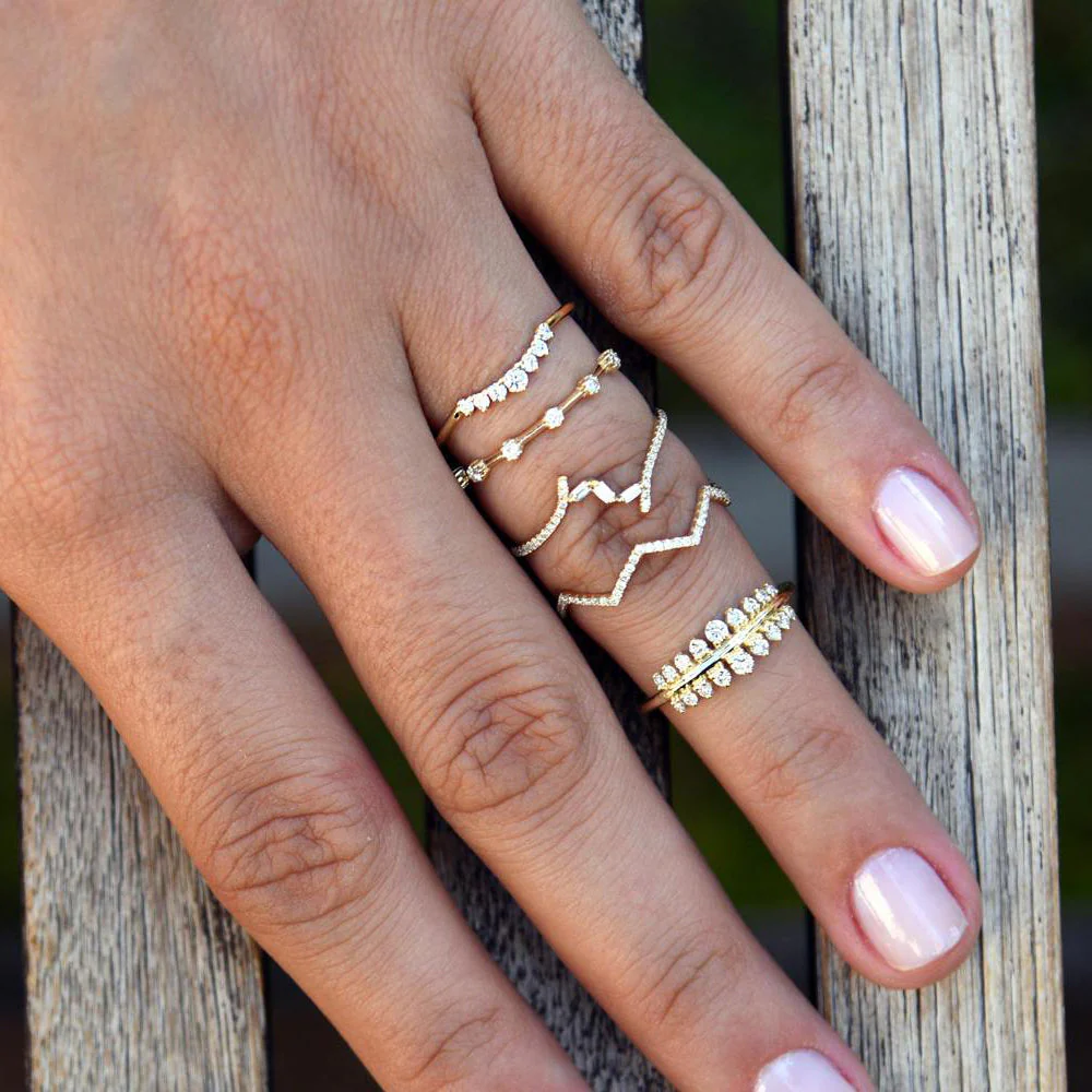 14k Rose Gold Diamond Stacking Ring - Image 4