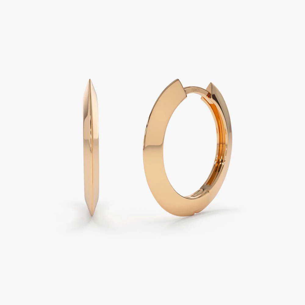 14k Rose Gold Flat Hoop Earrings