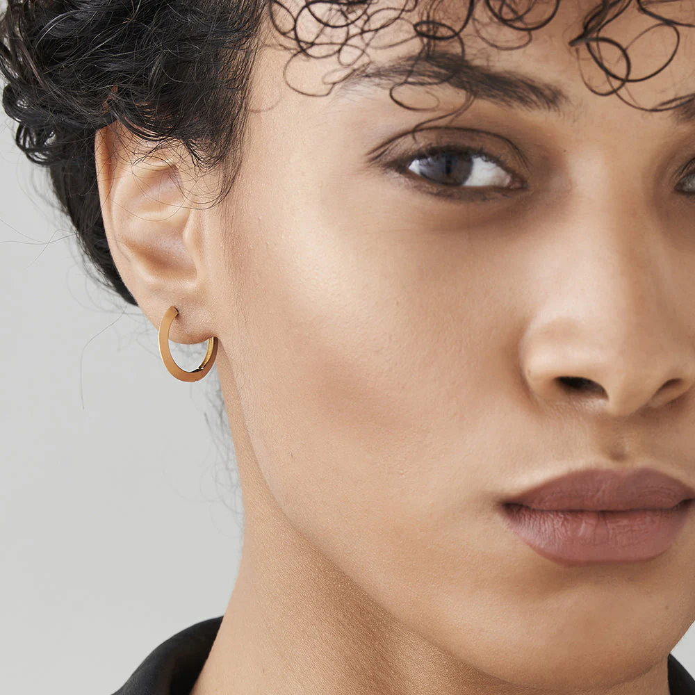 14k Rose Gold Flat Hoop Earrings - Image 2