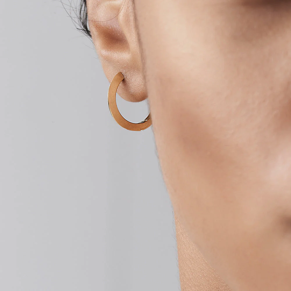 14k Rose Gold Flat Hoop Earrings - Image 3