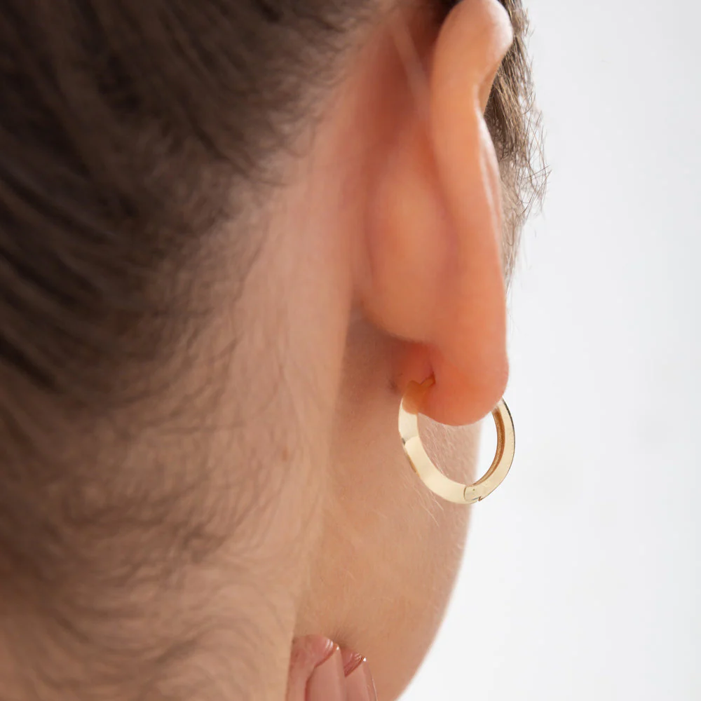 14k Rose Gold Flat Hoop Earrings - Image 5