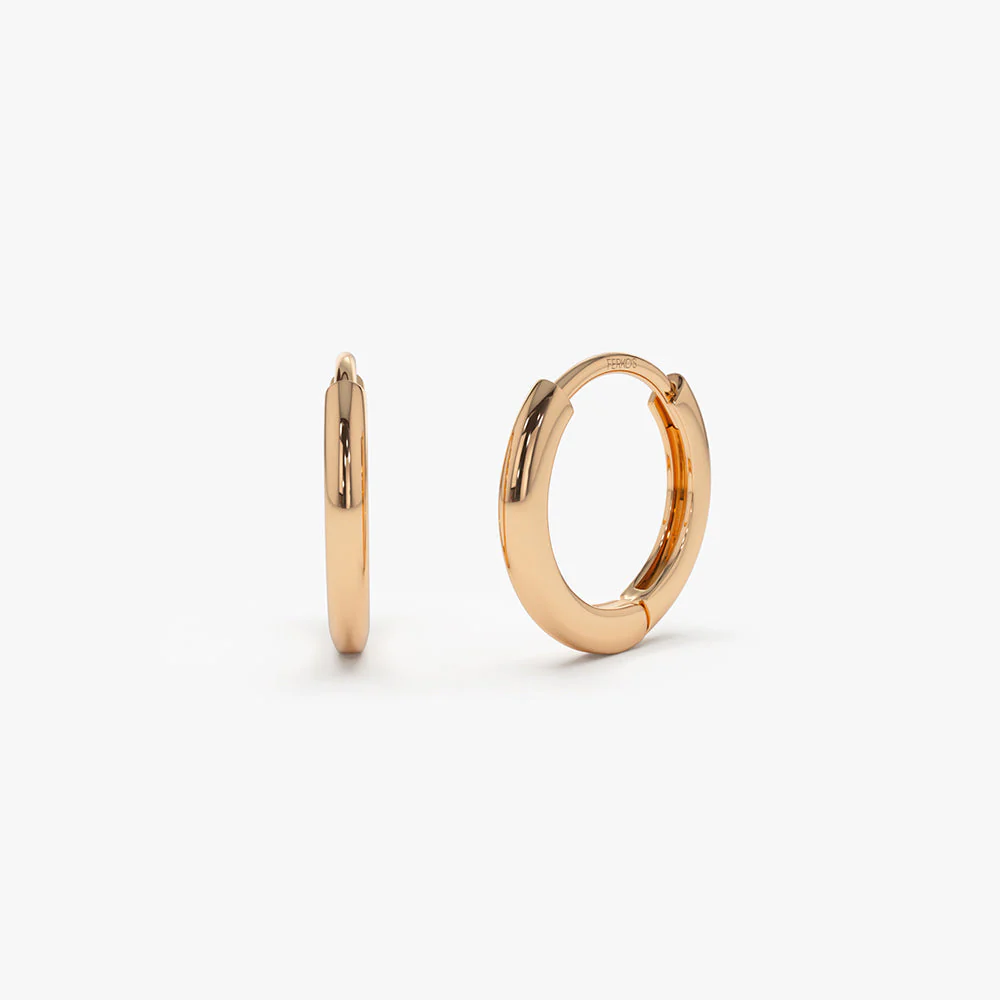 14k Rose Gold Mini Plain Huggies
