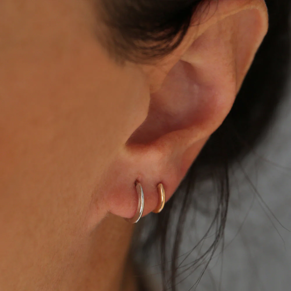 14k Rose Gold Mini Plain Huggies - Image 3