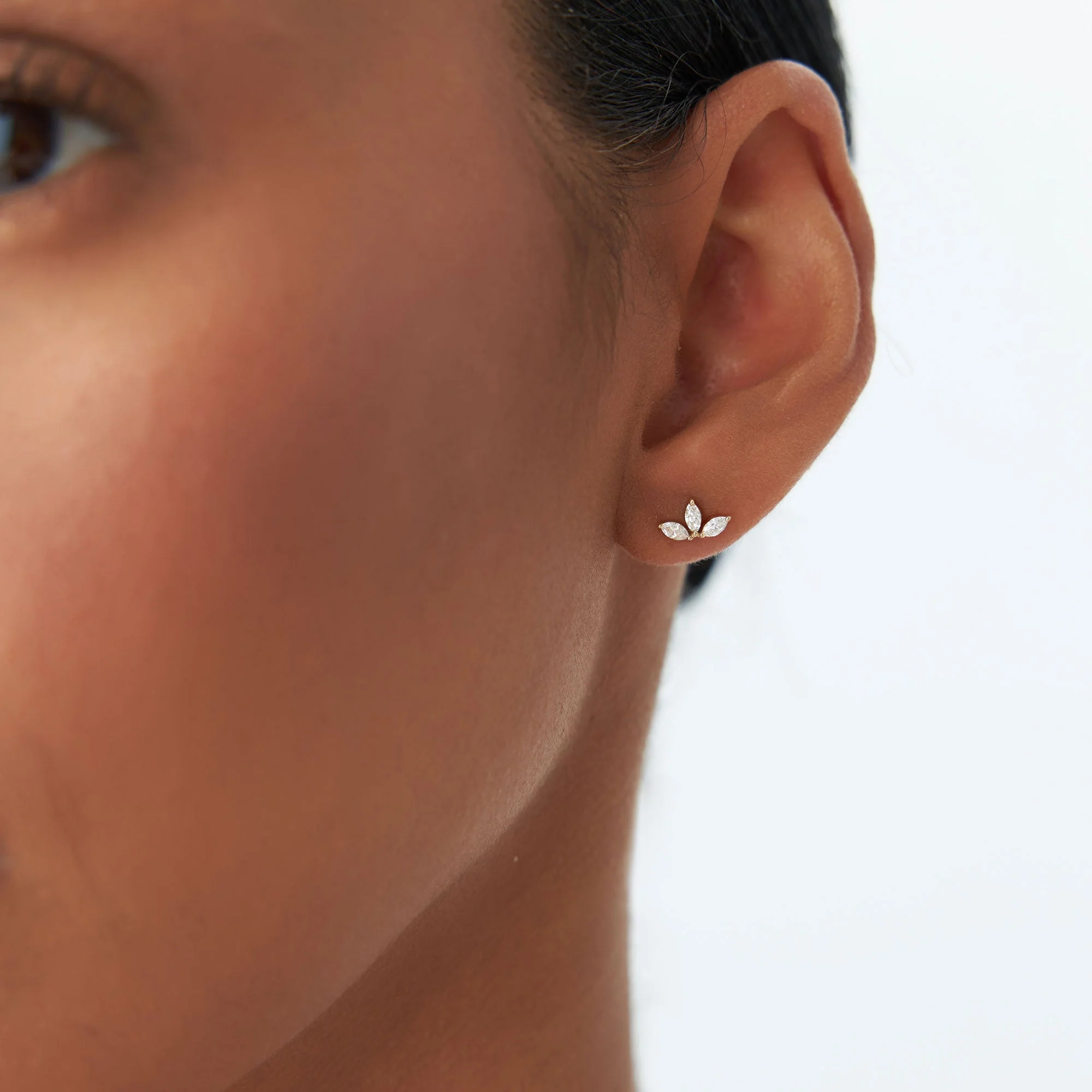 14k Rose Marquise Crown Stud Earrings - Image 2