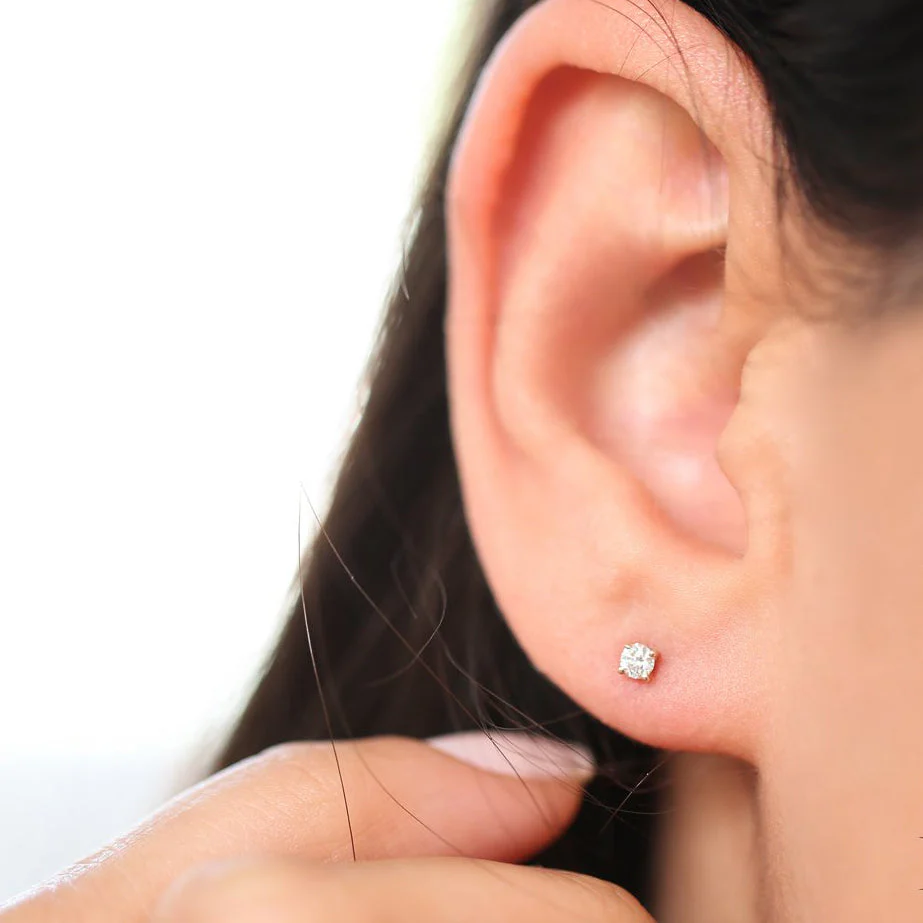 14k Rose Prong Setting Round Diamond Studs - Image 2