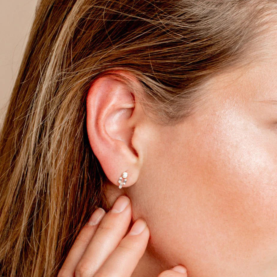 14k Rose Unique Baguette Diamond Earrings - Image 3