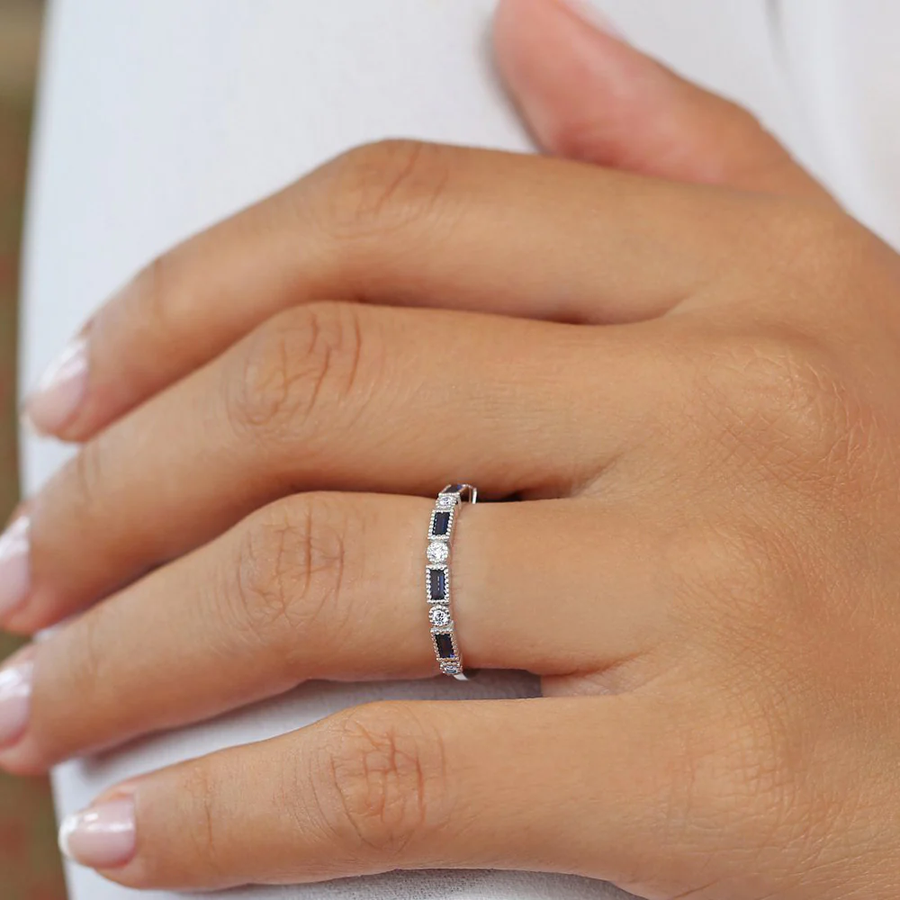 14k Sapphire Baguette and Diamond Ring - Image 5