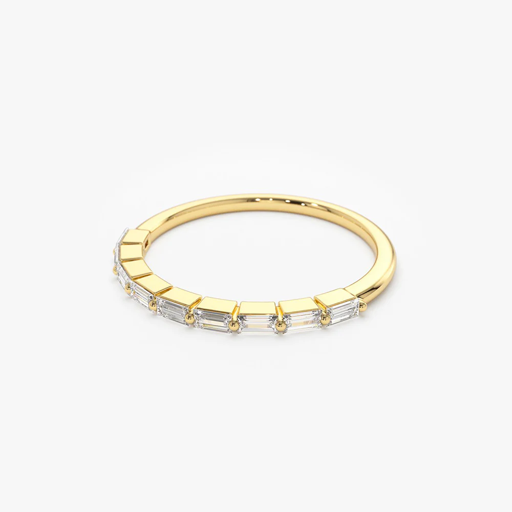 14K Shared Prong Half Eternity Baguette Diamond Ring - Image 7