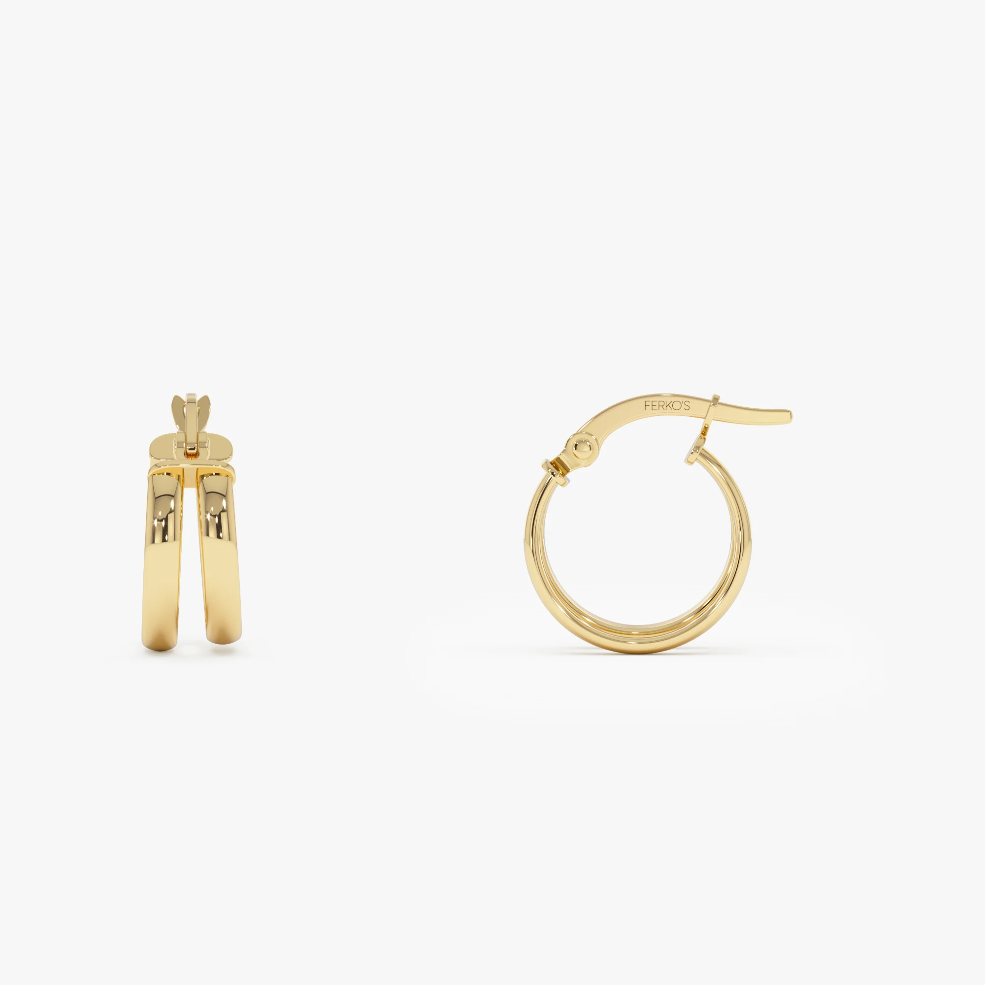 14k Small Two Row Hoop Earrings - Image 7