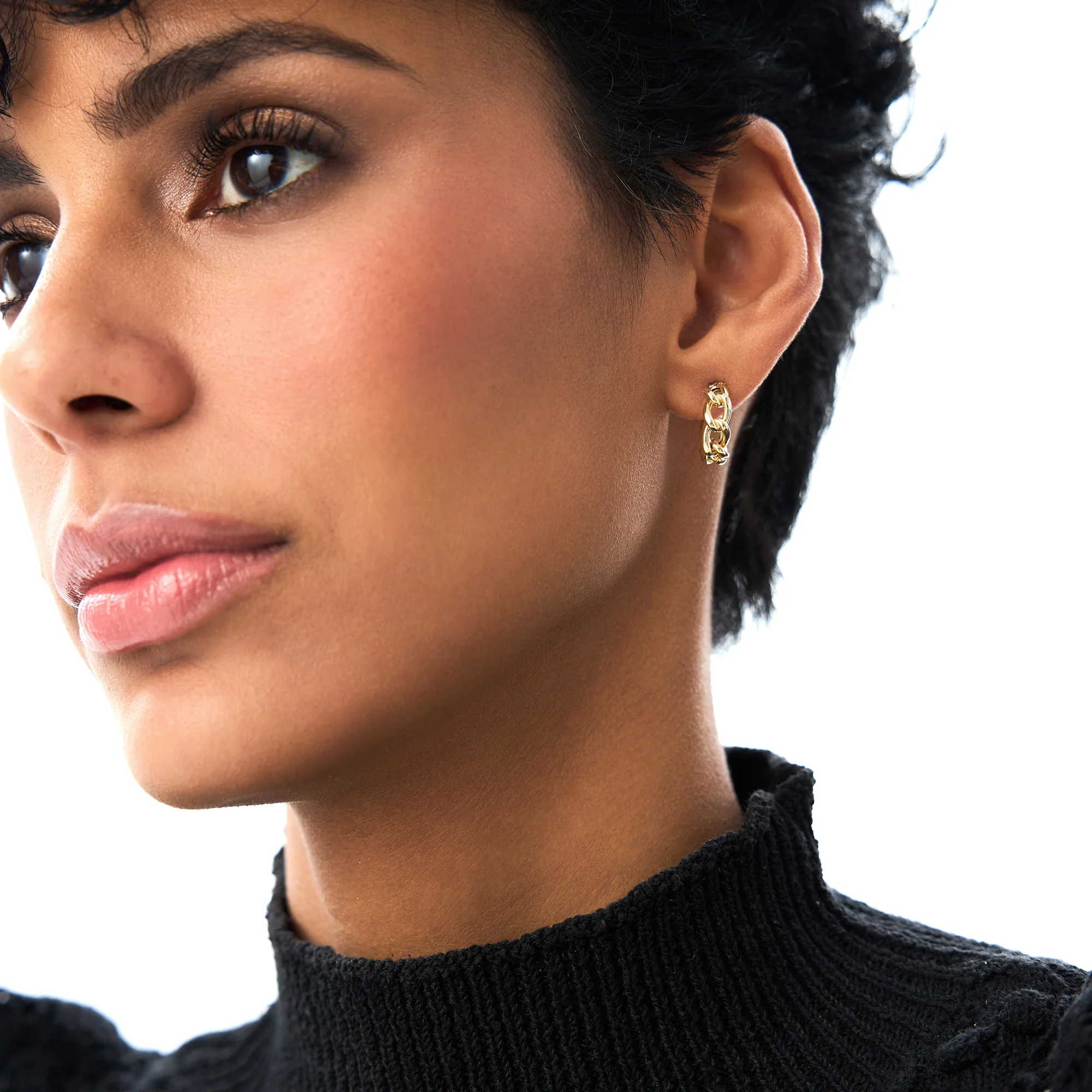 14K Gold 15MM Link Hoops - Image 5