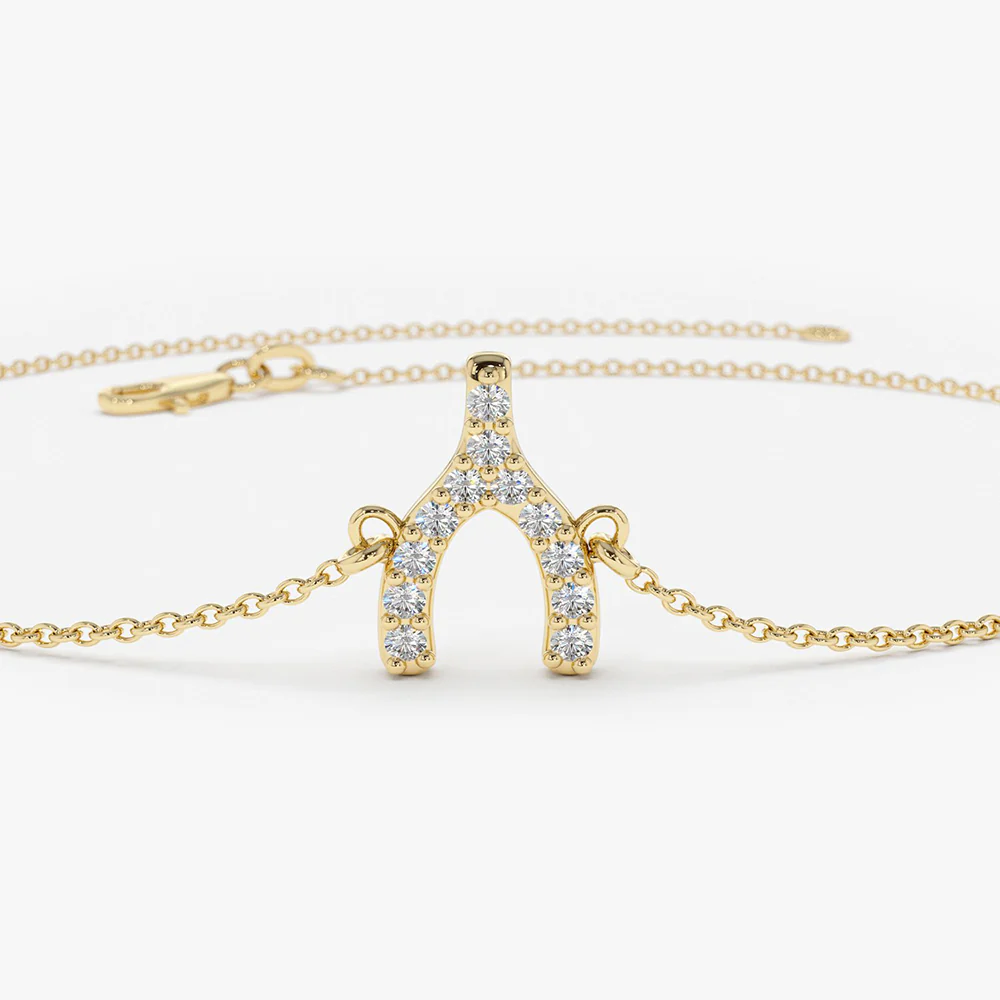 14K Diamond Wishbone Charm Bracelet - Image 7