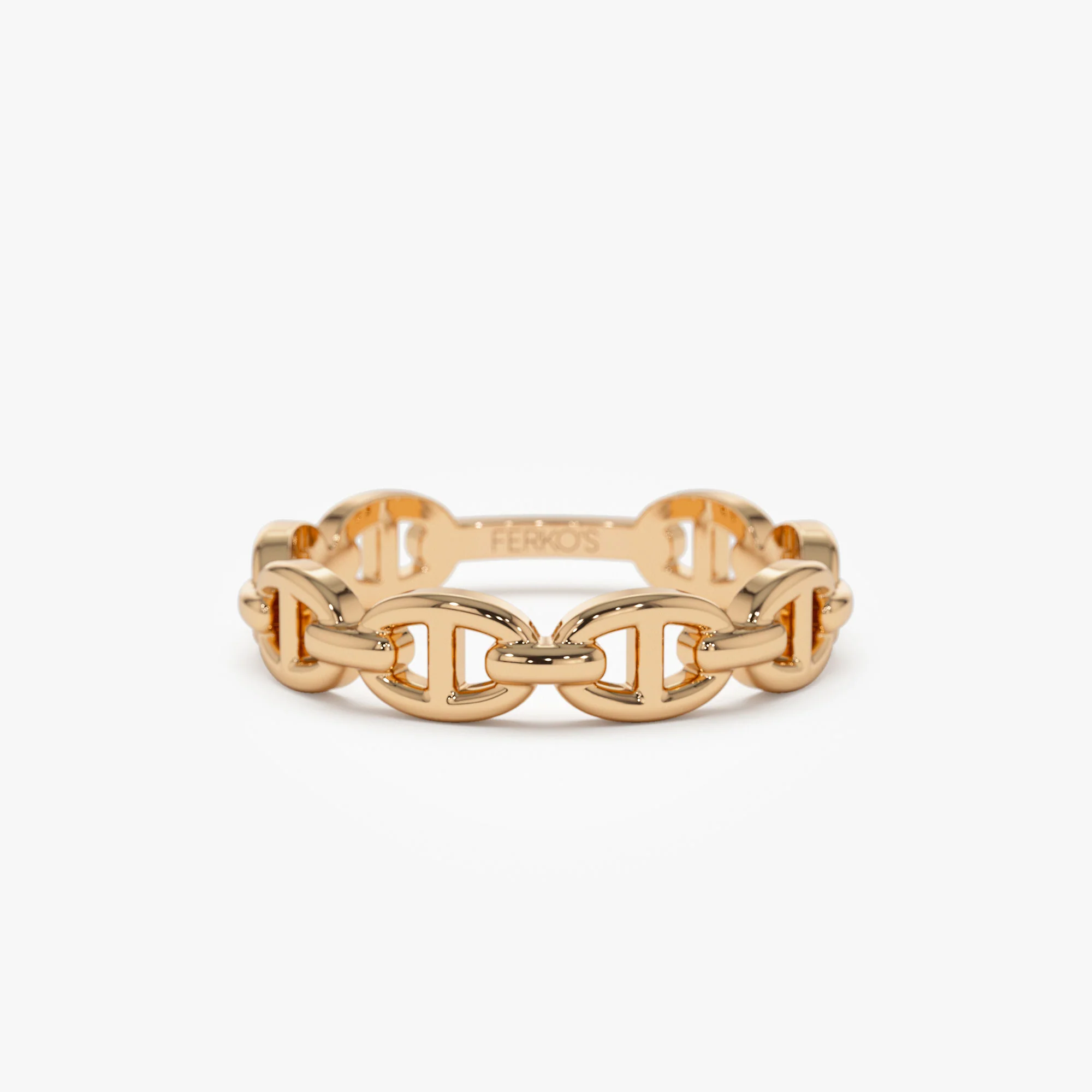 14k Solid Gold Mariner Chain Ring - Image 3