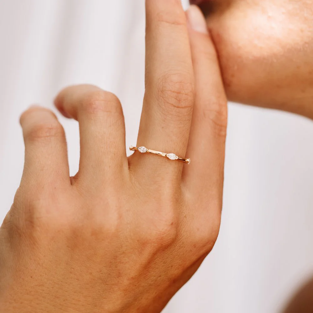 14k Stackable Marquise Diamond Eternity Ring - Image 4