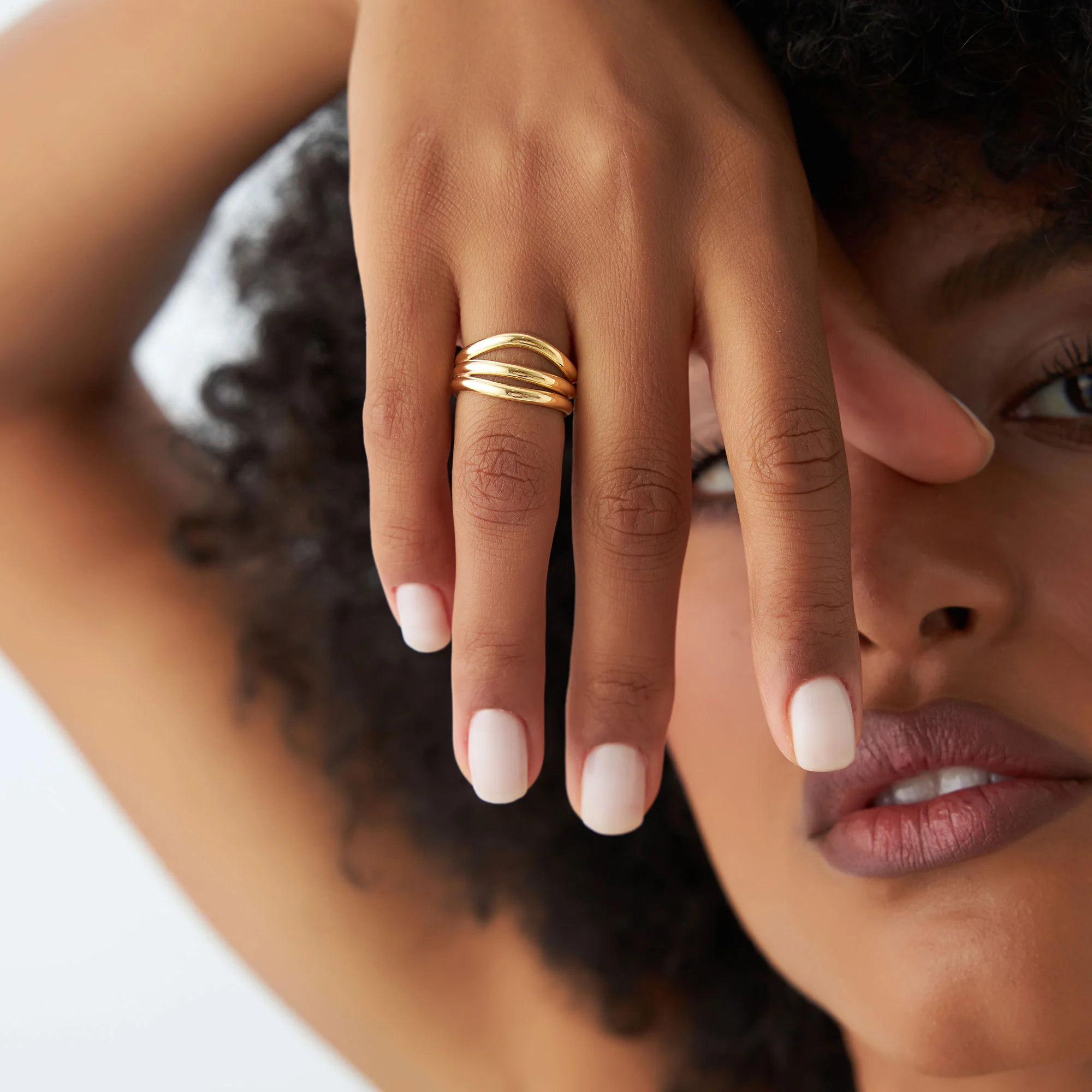 14K Stacked Chunky Curved Ring - Image 3