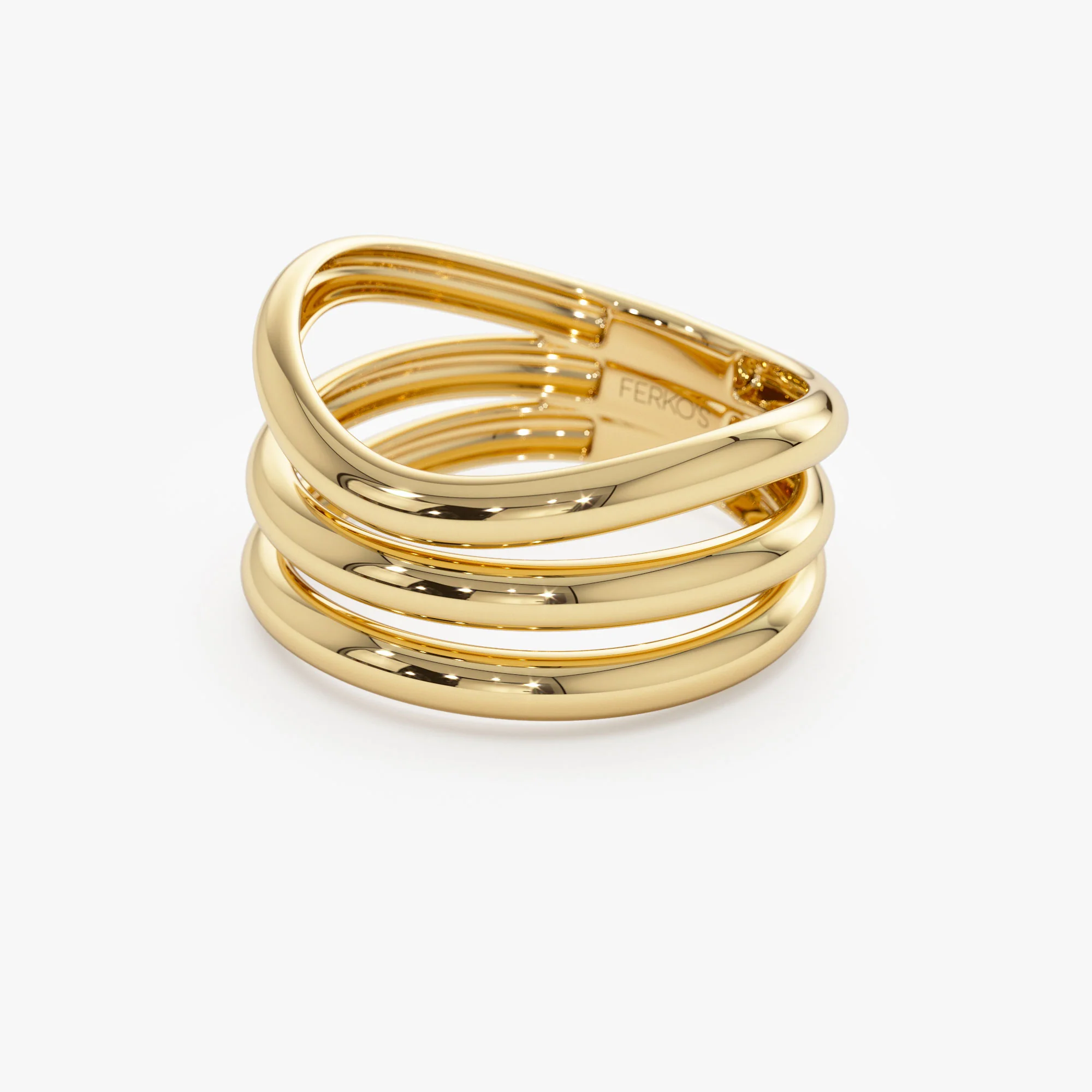 14K Stacked Chunky Curved Ring - Image 8